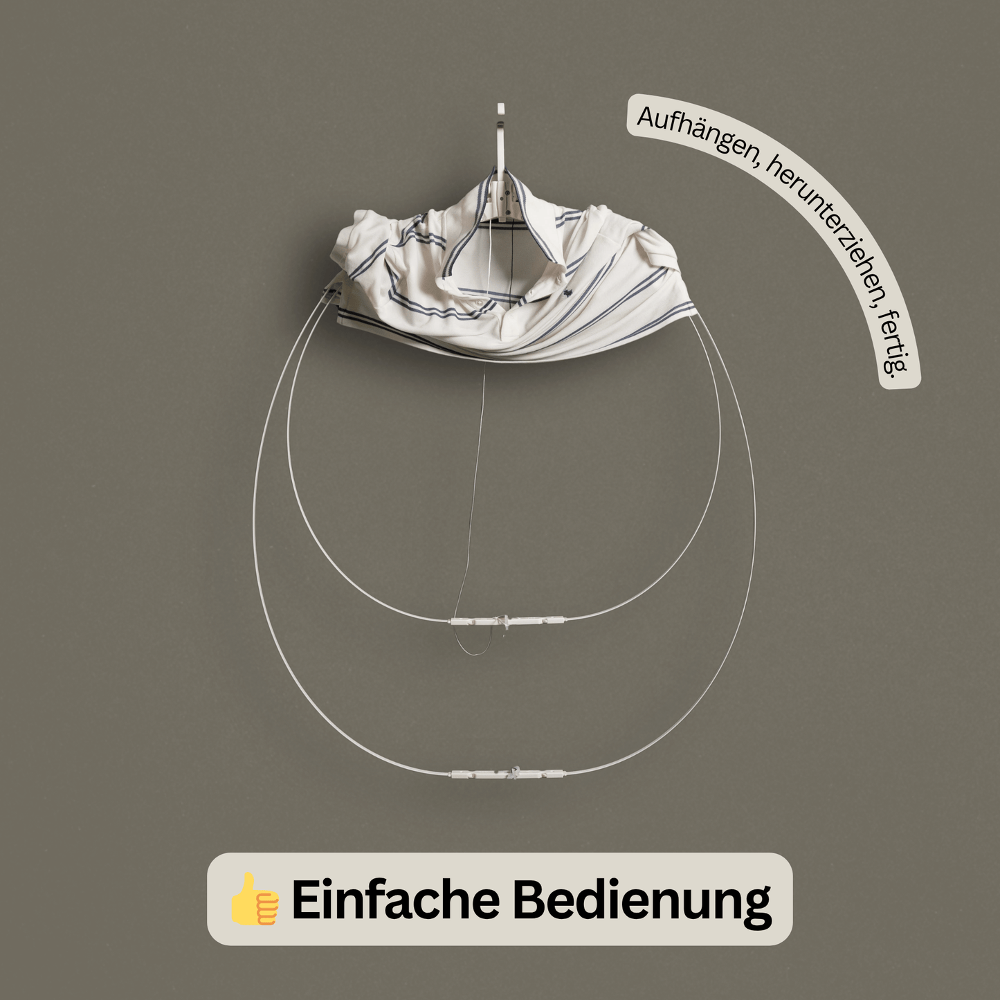 Einfache Bedienung der Bügel ESEL® Bügelhilfe zum Aufziehen von Hemden als stromfreie Alternative zur Bügelpupp